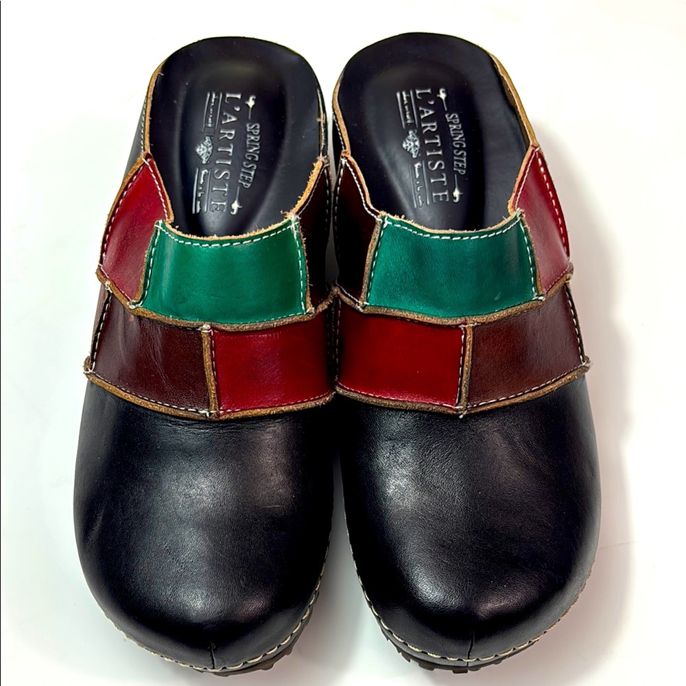 Spring Step L’Artiste color block leather clogs, size 38/7.5,. EUC